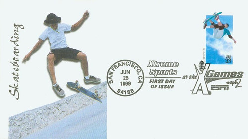 3321 FDC - 1999 33c Xtreme Sports: Skateboarding