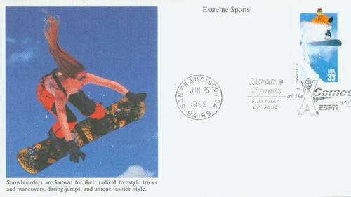3323 FDC - 1999 33c Xtreme Sports: Snowboarding