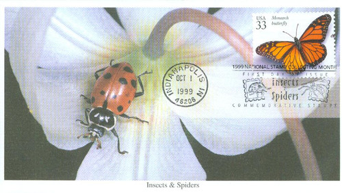 3351k FDC - 1999 33c Insects and Spiders: Monarch Butterfly