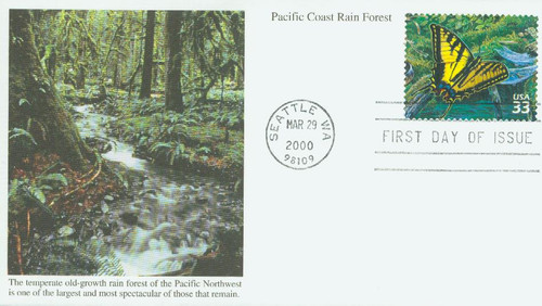 3378h FDC - 2000 33c Pacific Coast Rain Forest: Western Tiger Swallowtail