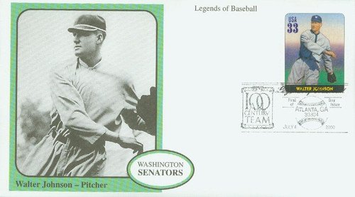 3408i FDC - 2000 33c Legends of Baseball: Walter Johnson