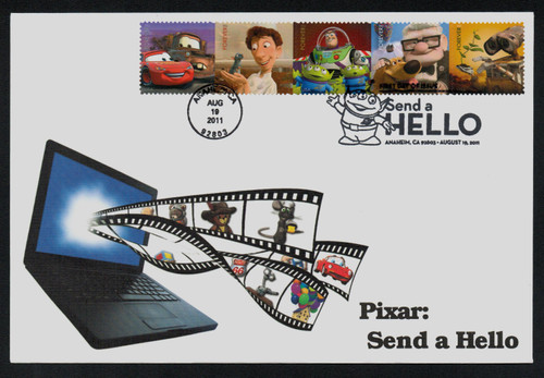 4553-57 FDC - 2011 First-Class Forever Stamp - Disney-Pixar Films: Send a Hello