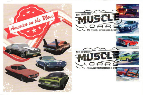 4743-47 FDC - 2013 First-Class Forever Stamp - Muscle Cars