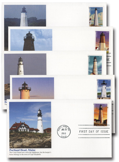 4791-95 FDC - 2013 First-Class Forever Stamp - New England Coastal Lighthouses