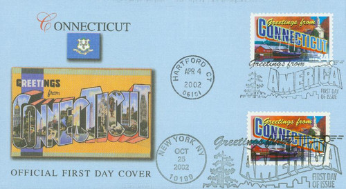 3567 FDC - 2002 34c Greetings From America: Connecticut