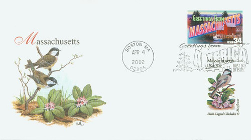 3581 FDC - 2002 34c Greetings From America: Massachusetts