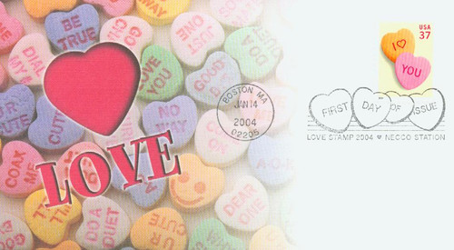 3833 FDC - 2004 37c Love Series: Candy Hearts