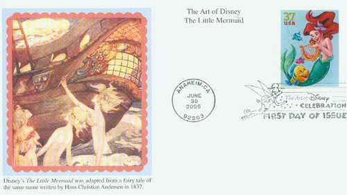 3914 FDC - 2005 37c The Art of Disney: Flounder and Ariel
