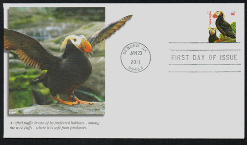 4737b FDC - 2013 86c Imperf Tufted Puffins
