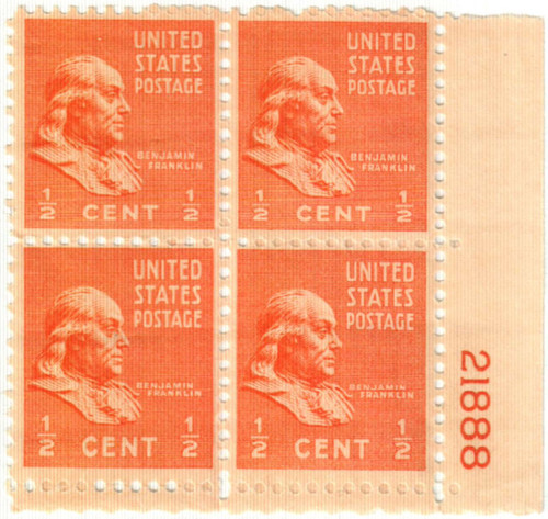 803 PB - 1938 1/2c Franklin, orange