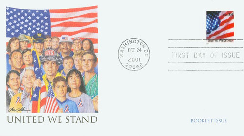 3549 FDC - 2001 34c United We Stand, booklet single