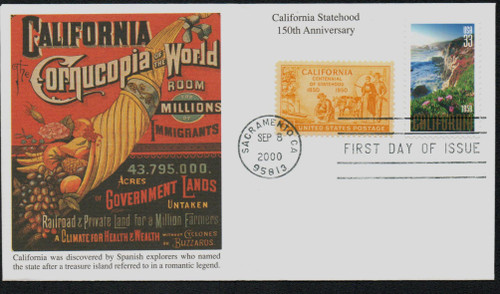 3438x FDC - 2000 33c California Statehood & 3c Cent.