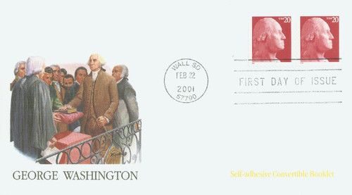 3482 FDC - 2001 20c George Washington, convertible booklet single