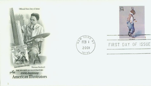 3502g FDC - 2001 34c American Illustrator A.B. Frost