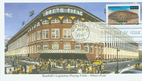 3510 FDC - 2001 34c Legendary Baseball Fields: Ebbets Field