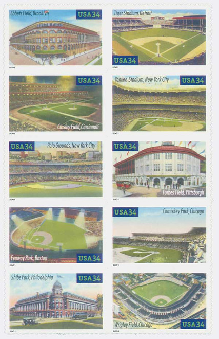 3510-19 FDC - 2001 34c Legendary Baseball Fields