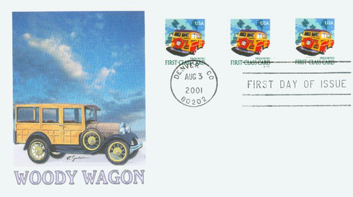 3522 FDC - 2001 15c Woody Wagon, coil