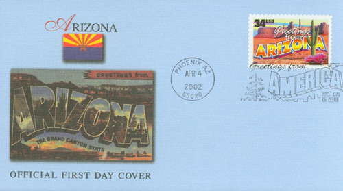 3563 FDC - 2002 34c Greetings From America: Arizona
