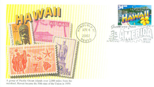 3571 FDC - 2002 34c Greetings From America: Hawaii
