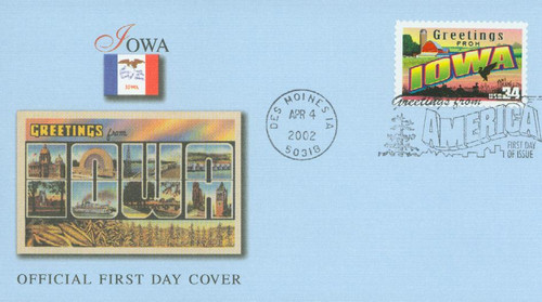 3575 FDC - 2002 34c Greetings From America: Iowa