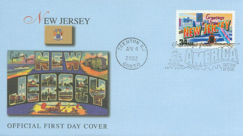 3590 FDC - 2002 34c Greetings From America: New Jersey