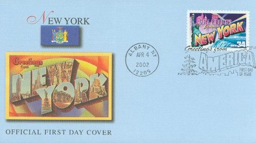 3592 FDC - 2002 34c Greetings From America: New York