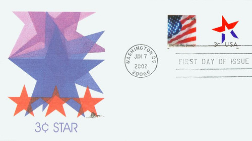 3614 FDC - 2002 3c Star, date on right