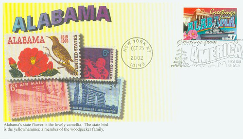 3696 FDC - 2002 37c Greetings from America: Alabama