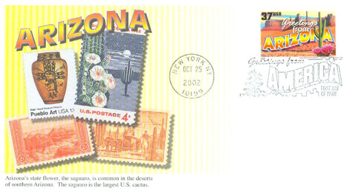 3698 FDC - 2002 37c Greetings from America: Arizona