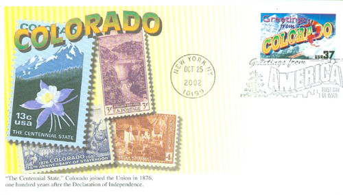 3701 FDC - 2002 37c Greetings from America: Colorado