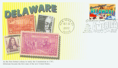 3703 FDC - 2002 37c Greetings from America: Delaware