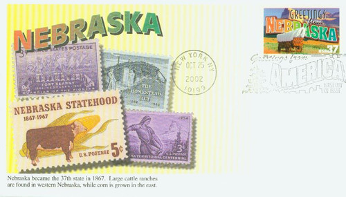 3722 FDC - 2002 37c Greetings from America: Nebraska