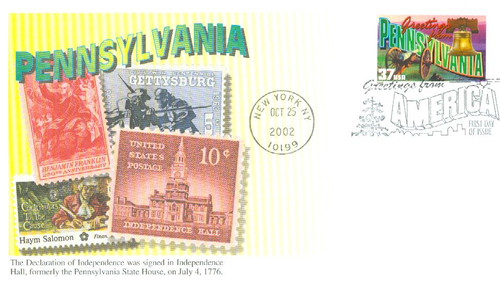 3733 FDC - 2002 37c Greetings from America: Pennsylvania