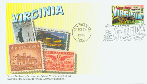 3741 FDC - 2002 37c Greetings from America: Virginia