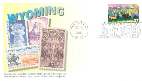 3745 FDC - 2002 37c Greetings from America: Wyoming