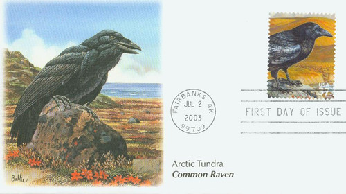 3802c FDC - 2003 37c Arctic Tundra: Common Raven