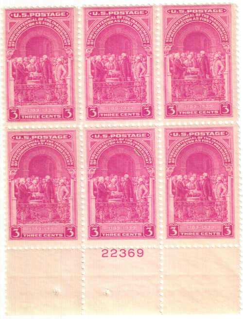 854 PB - 1939 3c Inauguration of Washington Sesquicentennial