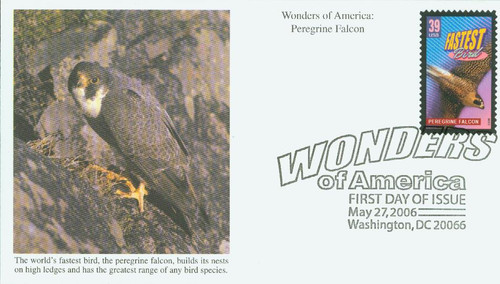 4057 FDC - 2006 39c Peregrine Falcon, Fastest Bird