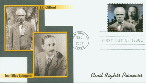 4384b FDC - 2009 42c Civil Rights Pioneers: J.R. Clifford and Joel Elias Spingarn