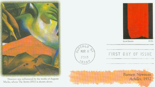 4444j FDC - 2010 44c Abstract Expressionist: Barnet Newman