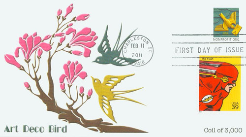 4495 FDC - 2011 5c Art Deco Bird, coil