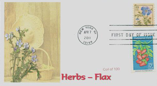 4517 FDC - 2011 29c Herbs: Flax, coil