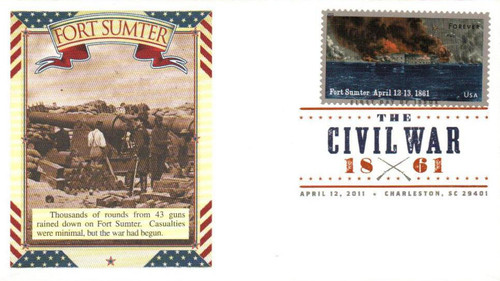 4522 FDC - 2011 First-Class Forever Stamp -  Civil War Sesquicentennial: Battle of Fort Sumter