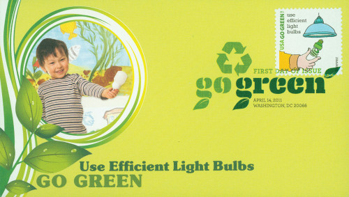 4524n FDC - 2011 First-Class Forever Stamp - Go Green: Use Efficient Light Bulbs