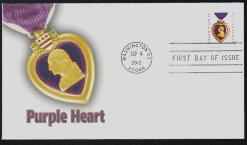 4704a FDC - 2012 First-Class Forever Stamp - Imperforate Purple Heart