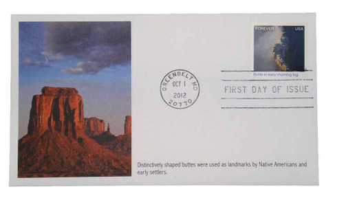 4710d FDC - 2012 First-Class Forever Stamp - Earthscapes: Butte in Early Morning Fog