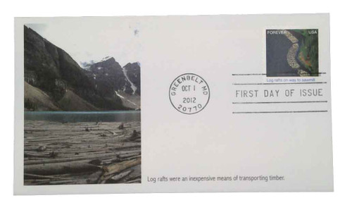 4710g FDC - 2012 First-Class Forever Stamp - Earthscapes: Log Rafts on Way to Sawmill