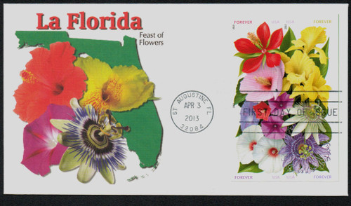 4750-53b FDC - 2013 First-Class Forever Stamp - Imperforate La Florida