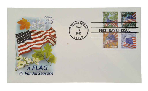 4782-85 FDC - 2013 First-Class Forever Stamp - A Flag for All Seasons (Sennett Security Products, booklet)