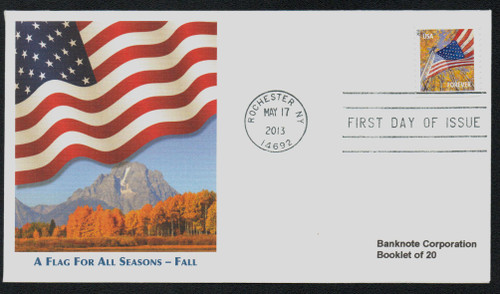 4784 FDC - 2013 First-Class Forever Stamp - A Flag for All Seasons: Autumn (Sennett Security Products, booklet)
